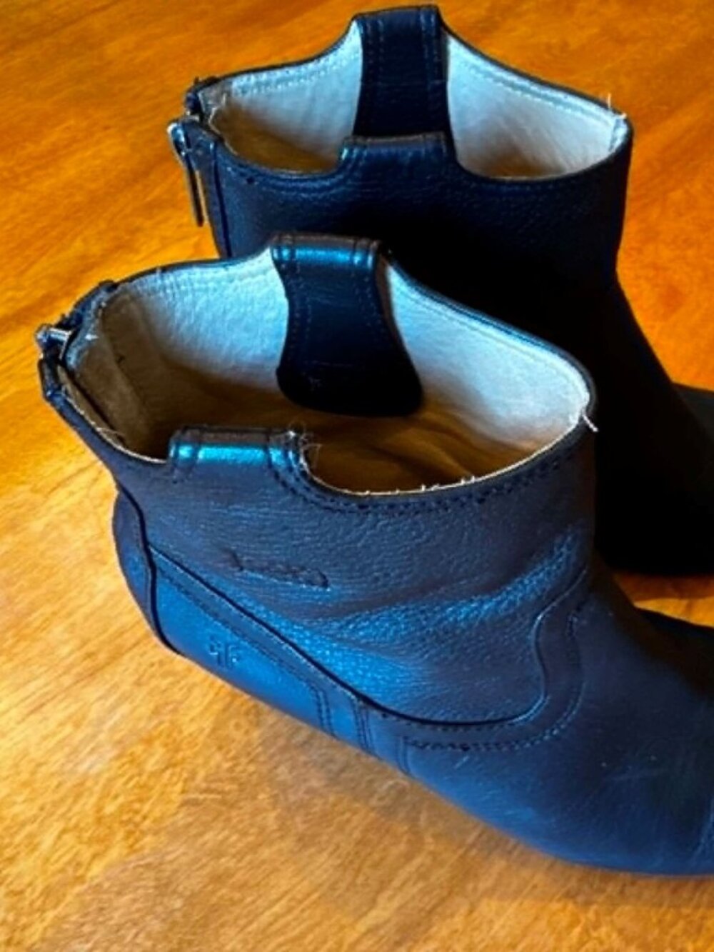 Frye Black Leather Wedge Ankle Boots • Size 6.5 - Picture 3 of 11